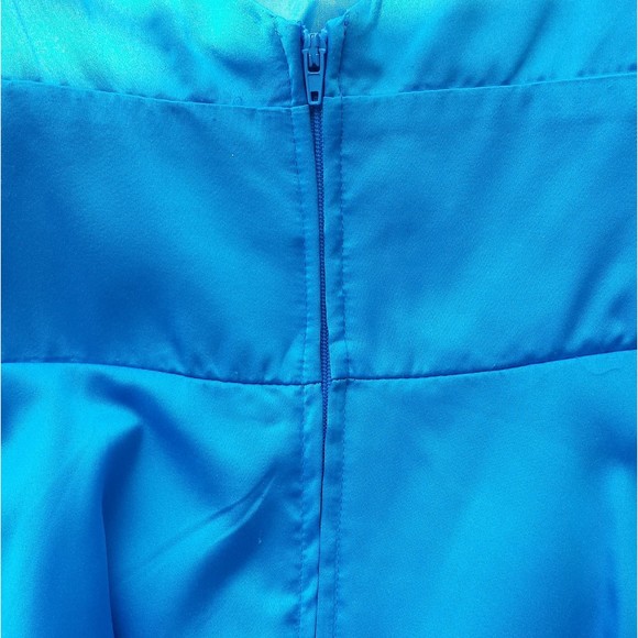 B. Darlin Juniors Sweetheart Mini Fit & Flare Dress Ocean Blue Satin size 11/12 - Picture 6 of 8